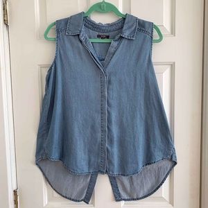 Nydj Denim High-Low Sleeveless Shirt